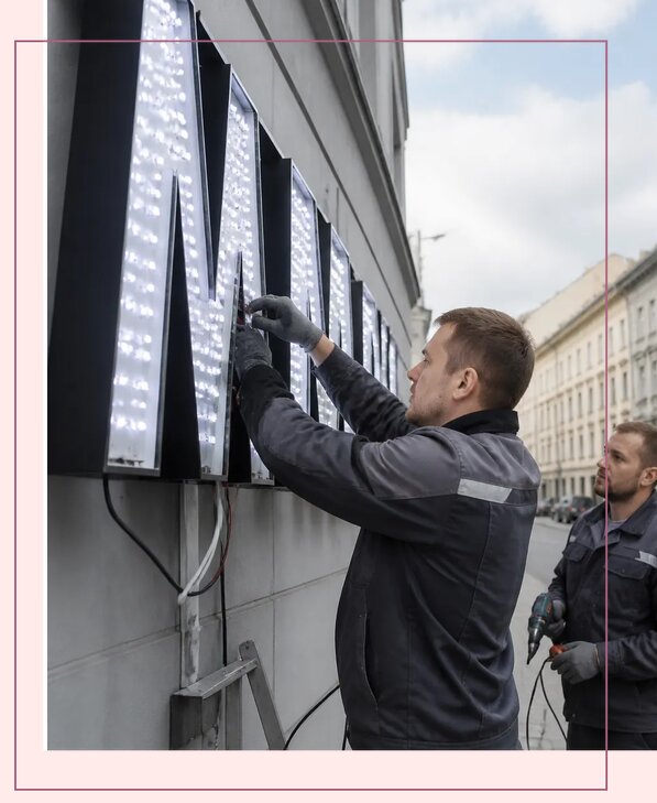 Изготовление и монтаж светодиодных LED вывесок в Губахе